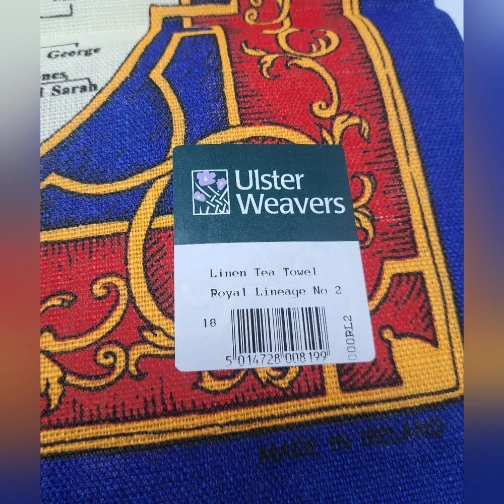 NWT Ulster Weavers Irish Linen Tea Towel Vintage Royal Lineage No 2 28 x 18.5